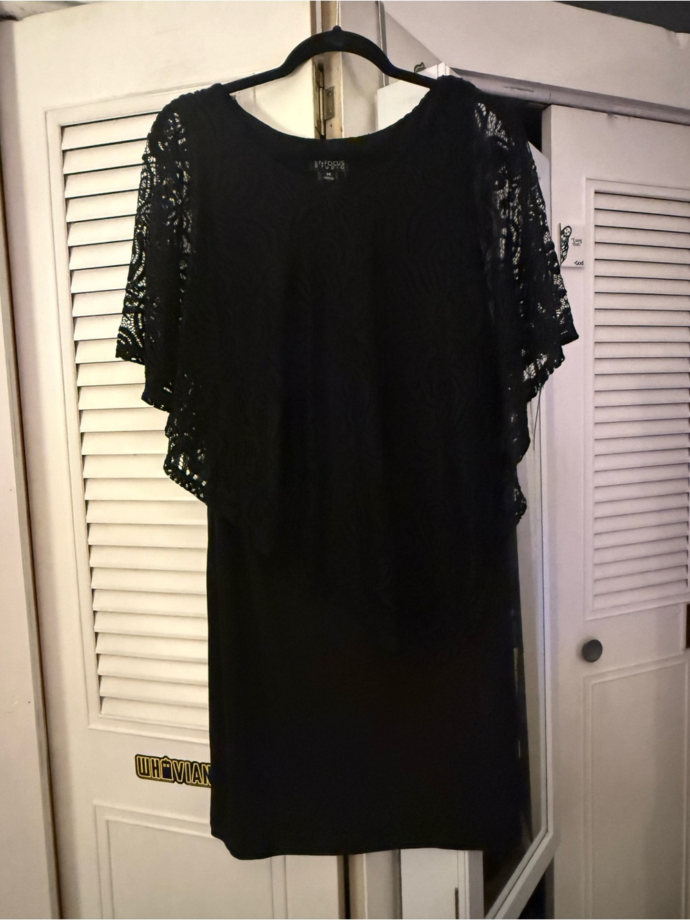 Enfocus Studio Black Lace Overlay Midi Dress